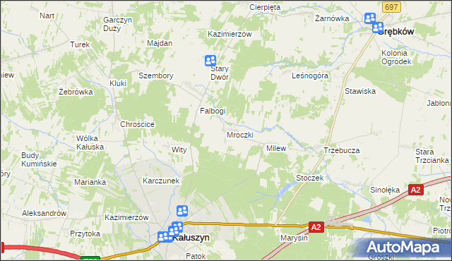 mapa Mroczki gmina Kałuszyn, Mroczki gmina Kałuszyn na mapie Targeo