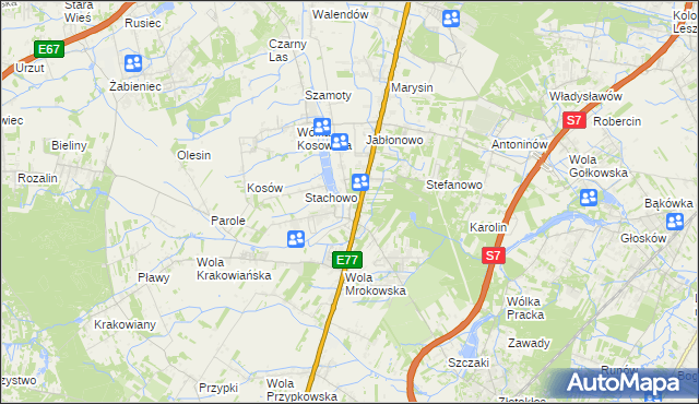 mapa Mroków gmina Lesznowola, Mroków gmina Lesznowola na mapie Targeo