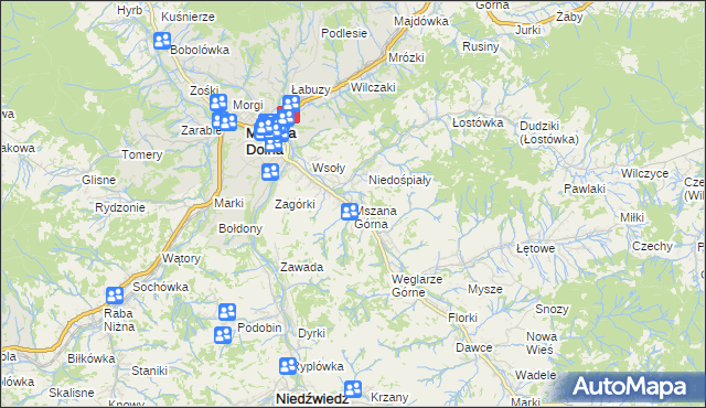 mapa Mszana Górna, Mszana Górna na mapie Targeo