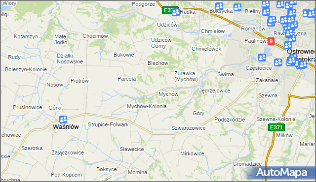 mapa Mychów, Mychów na mapie Targeo
