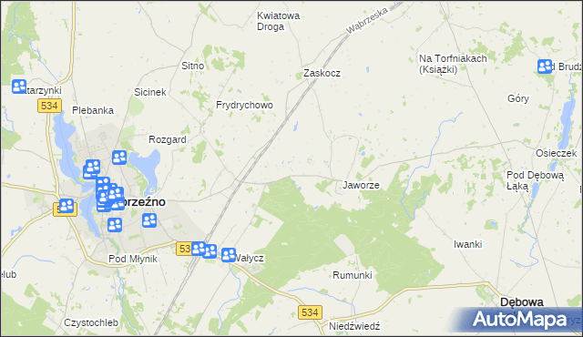 mapa Myśliwiec, Myśliwiec na mapie Targeo