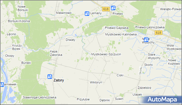 mapa Mystkówiec-Szczucin, Mystkówiec-Szczucin na mapie Targeo