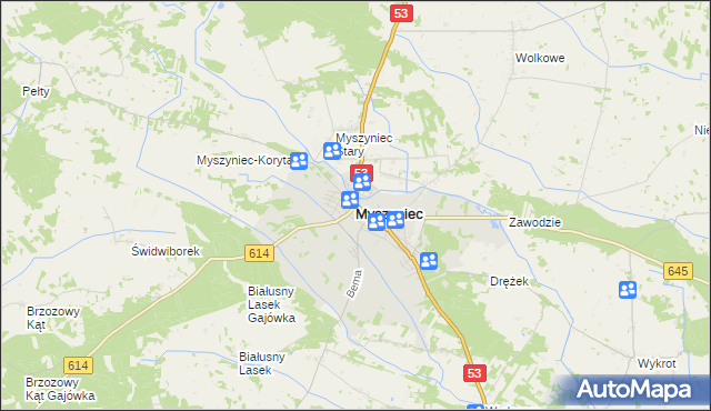 mapa Myszyniec, Myszyniec na mapie Targeo