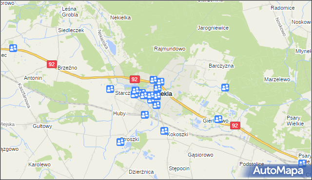 mapa Nekla powiat wrzesiński, Nekla powiat wrzesiński na mapie Targeo