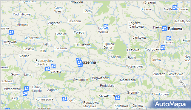 mapa Niecew, Niecew na mapie Targeo