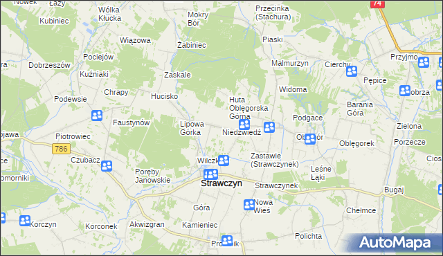 mapa Niedźwiedź gmina Strawczyn, Niedźwiedź gmina Strawczyn na mapie Targeo