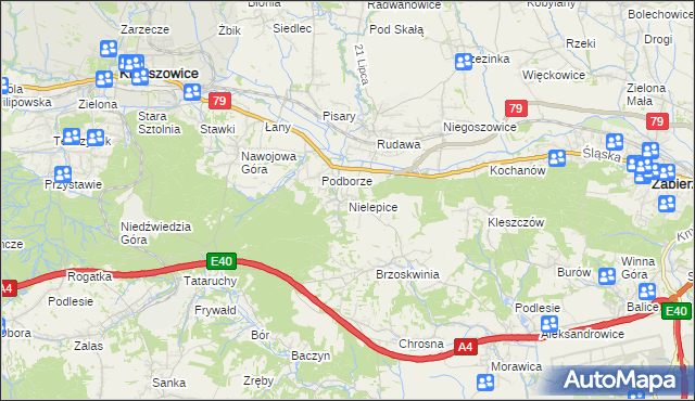 mapa Nielepice, Nielepice na mapie Targeo