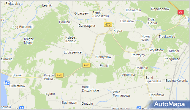 mapa Niemysłów, Niemysłów na mapie Targeo