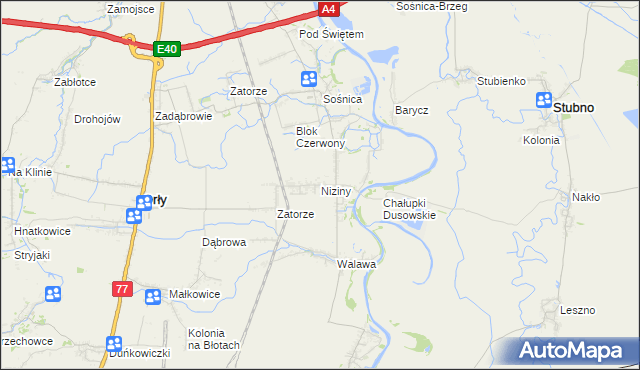 mapa Niziny gmina Orły, Niziny gmina Orły na mapie Targeo