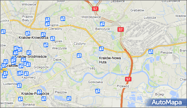 mapa Nowa Huta gmina Kraków, Nowa Huta gmina Kraków na mapie Targeo