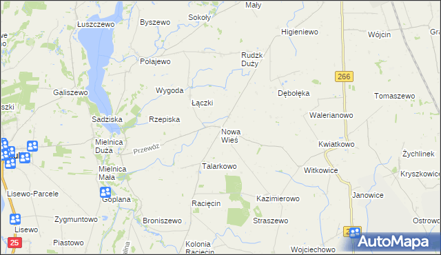 mapa Nowa Wieś gmina Piotrków Kujawski, Nowa Wieś gmina Piotrków Kujawski na mapie Targeo