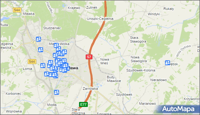 mapa Nowa Wieś gmina Szydłowo, Nowa Wieś gmina Szydłowo na mapie Targeo