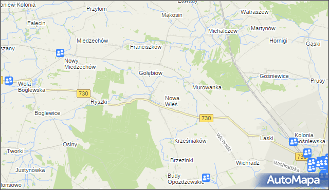 mapa Nowa Wieś gmina Warka, Nowa Wieś gmina Warka na mapie Targeo