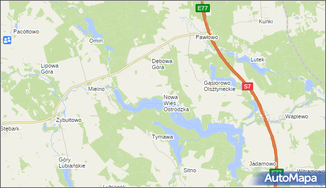 mapa Nowa Wieś Ostródzka, Nowa Wieś Ostródzka na mapie Targeo
