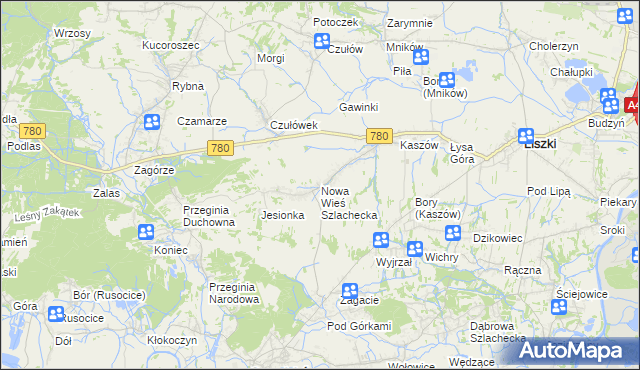 mapa Nowa Wieś Szlachecka, Nowa Wieś Szlachecka na mapie Targeo