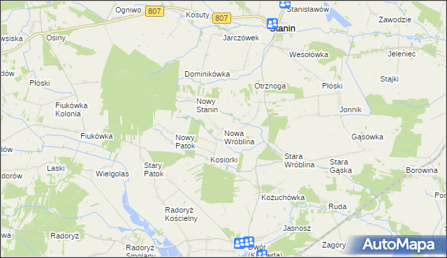 mapa Nowa Wróblina, Nowa Wróblina na mapie Targeo
