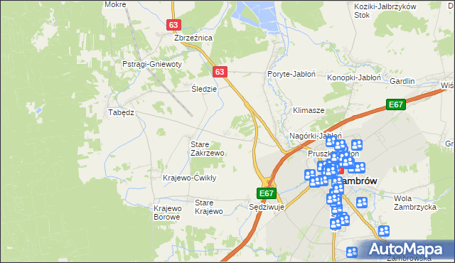 mapa Nowe Zakrzewo, Nowe Zakrzewo na mapie Targeo