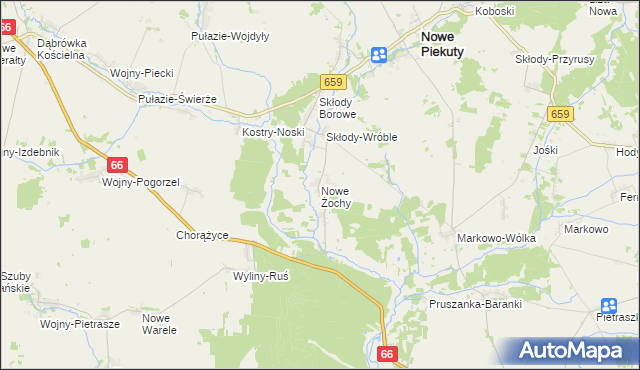 mapa Nowe Żochy, Nowe Żochy na mapie Targeo