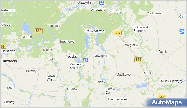 mapa Nowogród gmina Golub-Dobrzyń, Nowogród gmina Golub-Dobrzyń na mapie Targeo