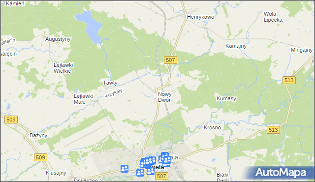 mapa Nowy Dwór gmina Orneta, Nowy Dwór gmina Orneta na mapie Targeo