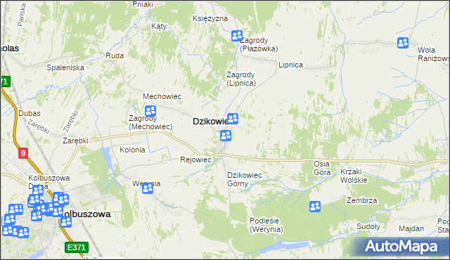 mapa Nowy Dzikowiec, Nowy Dzikowiec na mapie Targeo