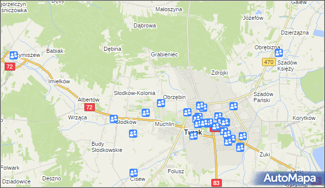 mapa Obrzębin, Obrzębin na mapie Targeo