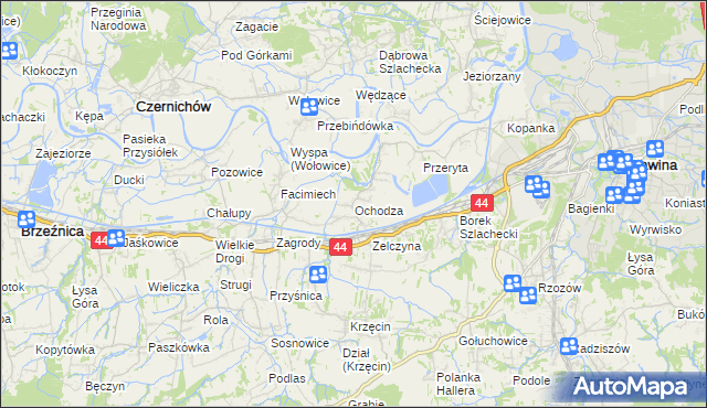 mapa Ochodza gmina Skawina, Ochodza gmina Skawina na mapie Targeo