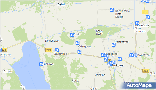 mapa Odargowo gmina Krokowa, Odargowo gmina Krokowa na mapie Targeo