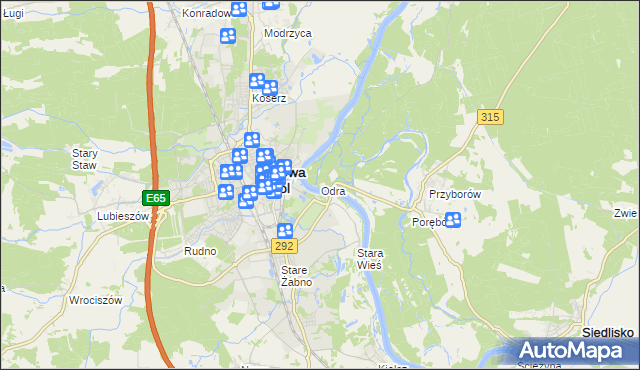 mapa Odra gmina Nowa Sól, Odra gmina Nowa Sól na mapie Targeo