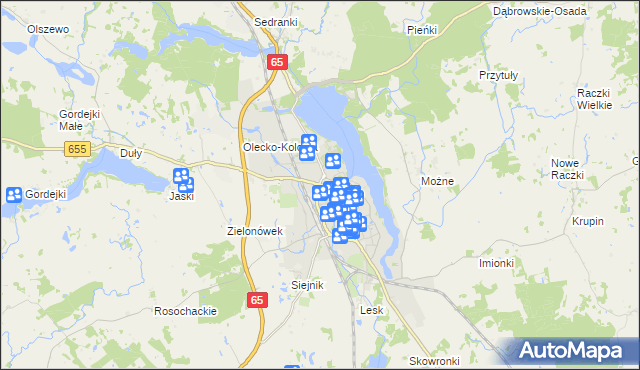 mapa Olecko, Olecko na mapie Targeo