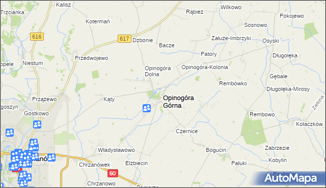 mapa Opinogóra Górna, Opinogóra Górna na mapie Targeo
