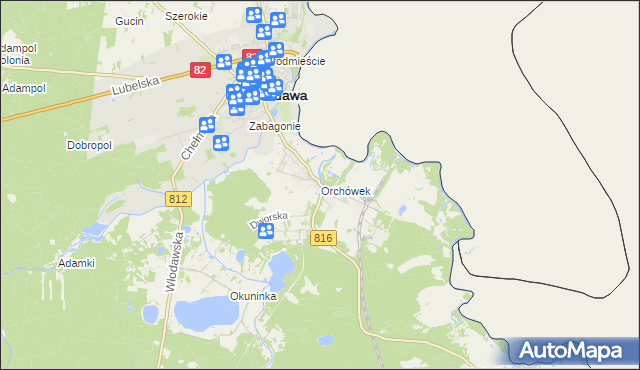 mapa Orchówek gmina Włodawa, Orchówek gmina Włodawa na mapie Targeo