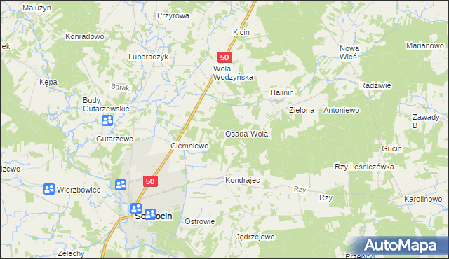 mapa Osada-Wola, Osada-Wola na mapie Targeo