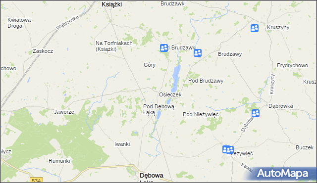 mapa Osieczek gmina Książki, Osieczek gmina Książki na mapie Targeo