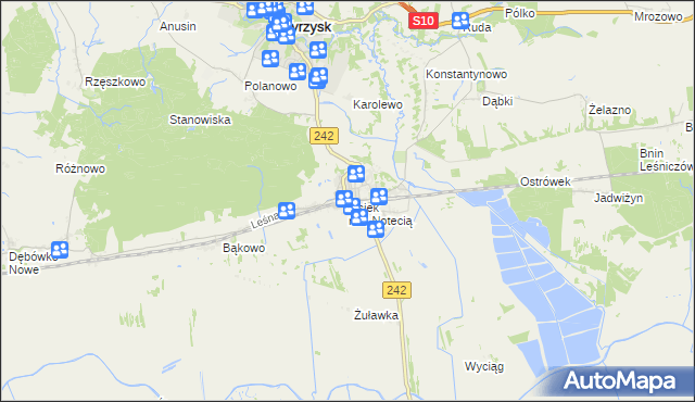 mapa Osiek nad Notecią, Osiek nad Notecią na mapie Targeo
