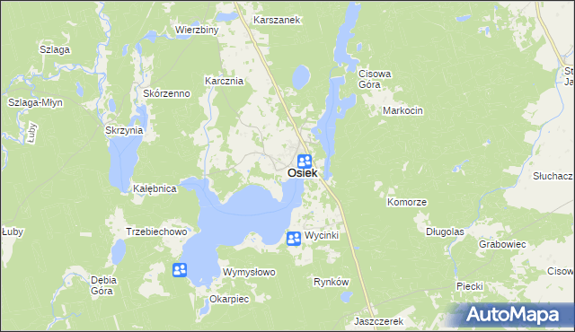 mapa Osiek powiat starogardzki, Osiek powiat starogardzki na mapie Targeo