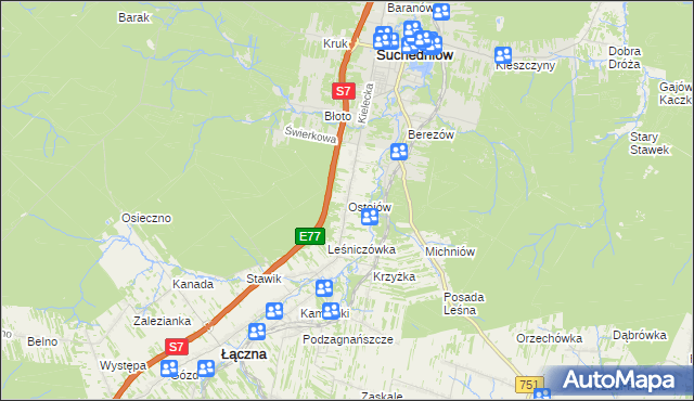 mapa Ostojów, Ostojów na mapie Targeo