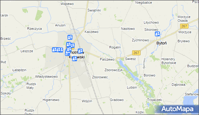 mapa Palczewo gmina Piotrków Kujawski, Palczewo gmina Piotrków Kujawski na mapie Targeo