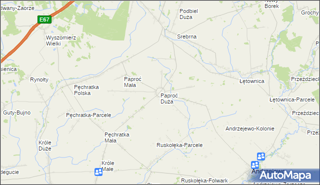 mapa Paproć Duża, Paproć Duża na mapie Targeo