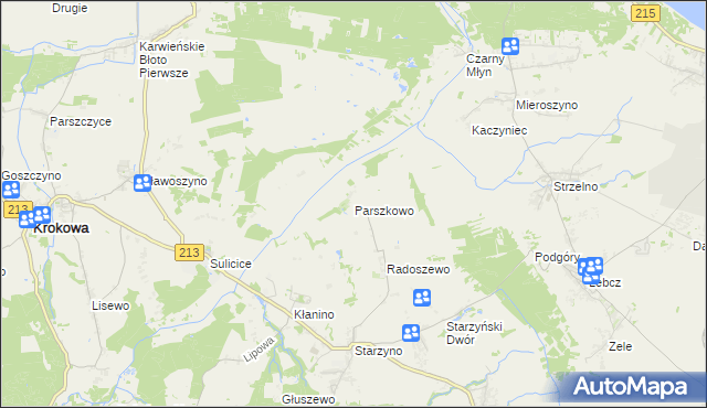 mapa Parszkowo, Parszkowo na mapie Targeo