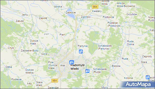 mapa Partynia, Partynia na mapie Targeo