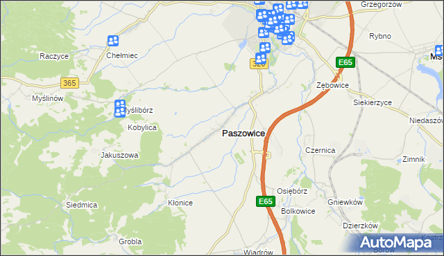 mapa Paszowice, Paszowice na mapie Targeo