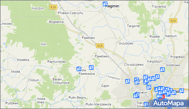 mapa Pawłówko gmina Regimin, Pawłówko gmina Regimin na mapie Targeo