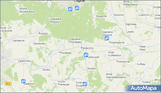 mapa Piaseczno gmina Cegłów, Piaseczno gmina Cegłów na mapie Targeo