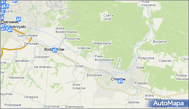 mapa Piaski Brzóstowskie, Piaski Brzóstowskie na mapie Targeo