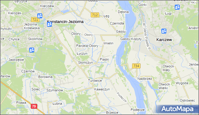 mapa Piaski gmina Konstancin-Jeziorna, Piaski gmina Konstancin-Jeziorna na mapie Targeo