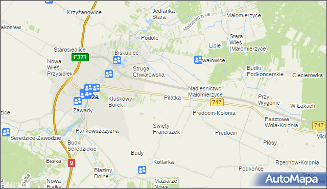 mapa Piłatka gmina Iłża, Piłatka gmina Iłża na mapie Targeo