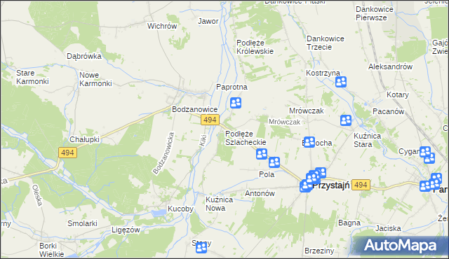 mapa Podłęże Szlacheckie, Podłęże Szlacheckie na mapie Targeo