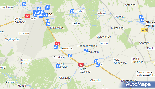 mapa Podmurowaniec, Podmurowaniec na mapie Targeo