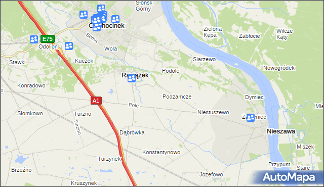mapa Podzamcze gmina Raciążek, Podzamcze gmina Raciążek na mapie Targeo